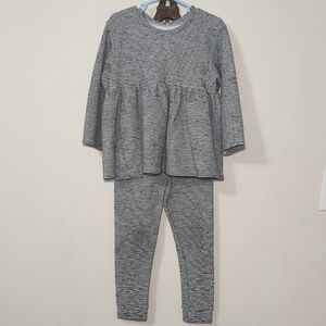 Figge Striped Girls Set Black + White Stripe Peplum Top Pants Sustainable Size 6